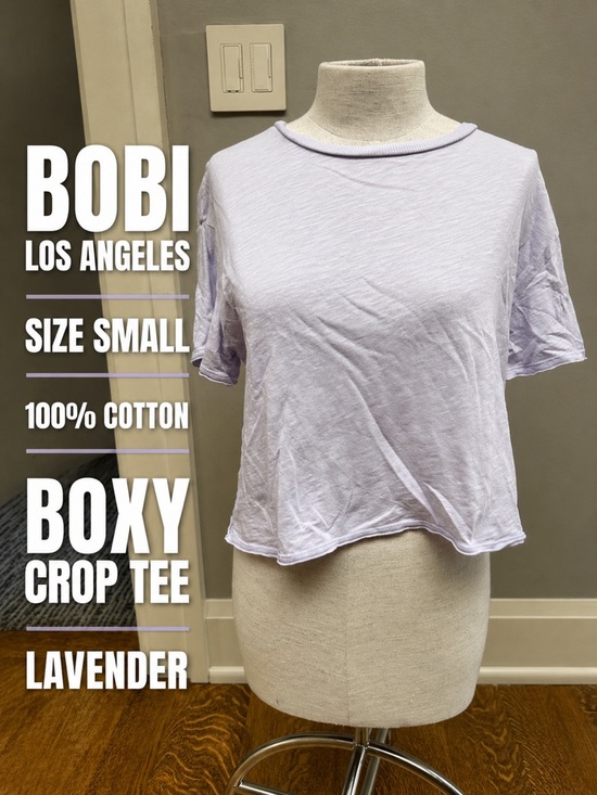 bobi Los Angeles Tops - Bobi Los Angeles Lavender 100% Cotton Boxy Crop Tee Small Slub Knit T Shirt